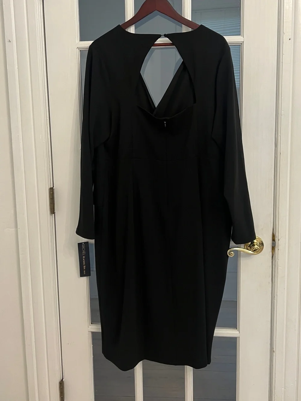 RACHEL ROY Women's Black Long Sleeve V-Neck Ruffle Front Back Cut Out Dress NEW - Picture 2 of 4